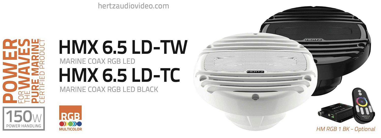 Новинка от Hertz морская акустика HMX 6.5 LD-TW / TC и HMX 8 LD-TW / TC с LED-подсветкой